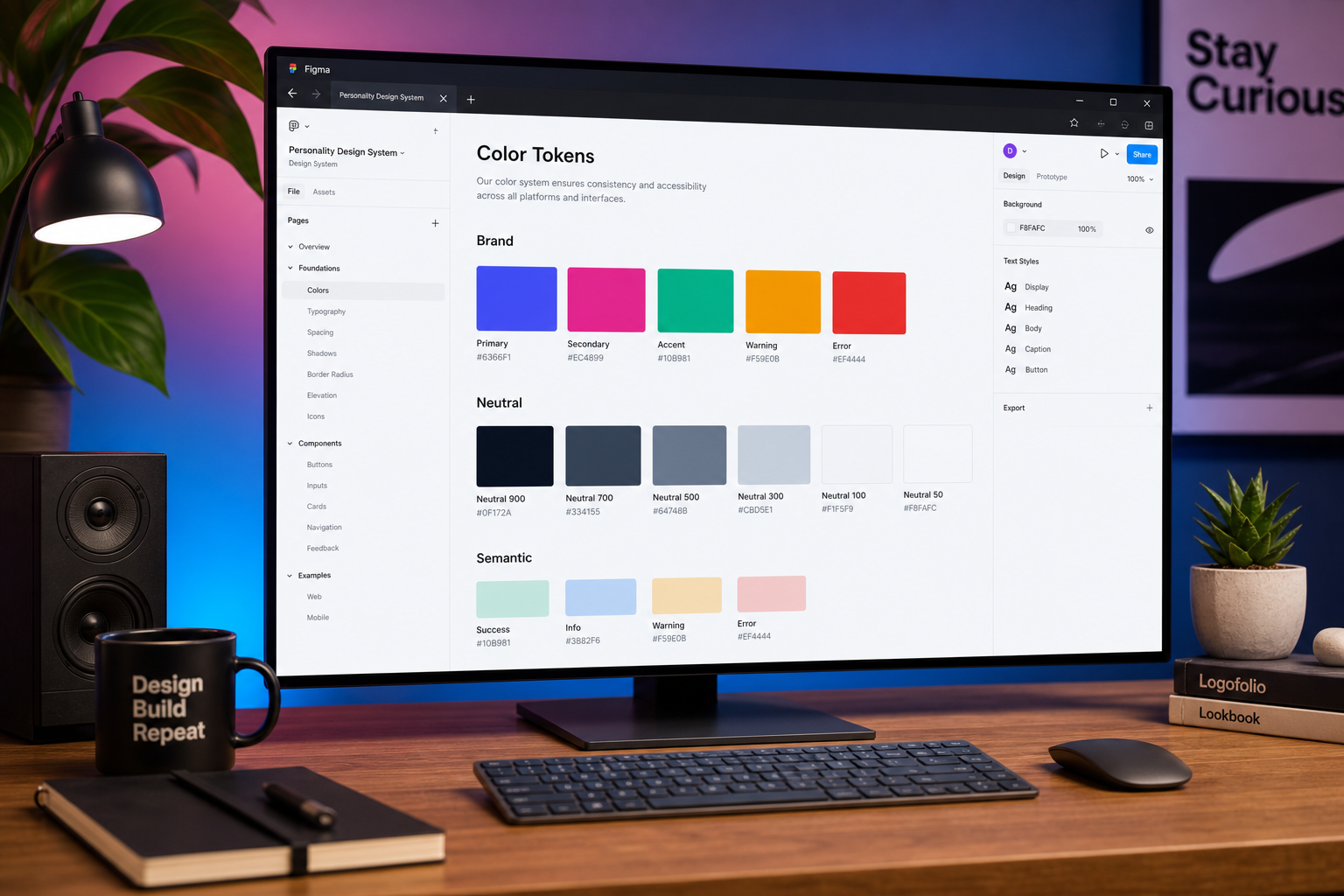 Design system color tokens flowing from hex to RGB HSL and platform formats