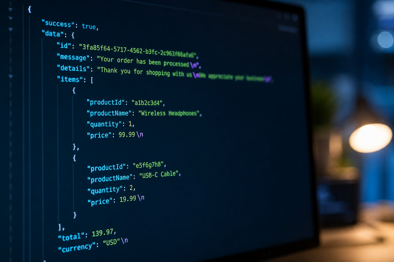 Reference chart of JSON escape sequences including quotes, backslashes, and Unicode