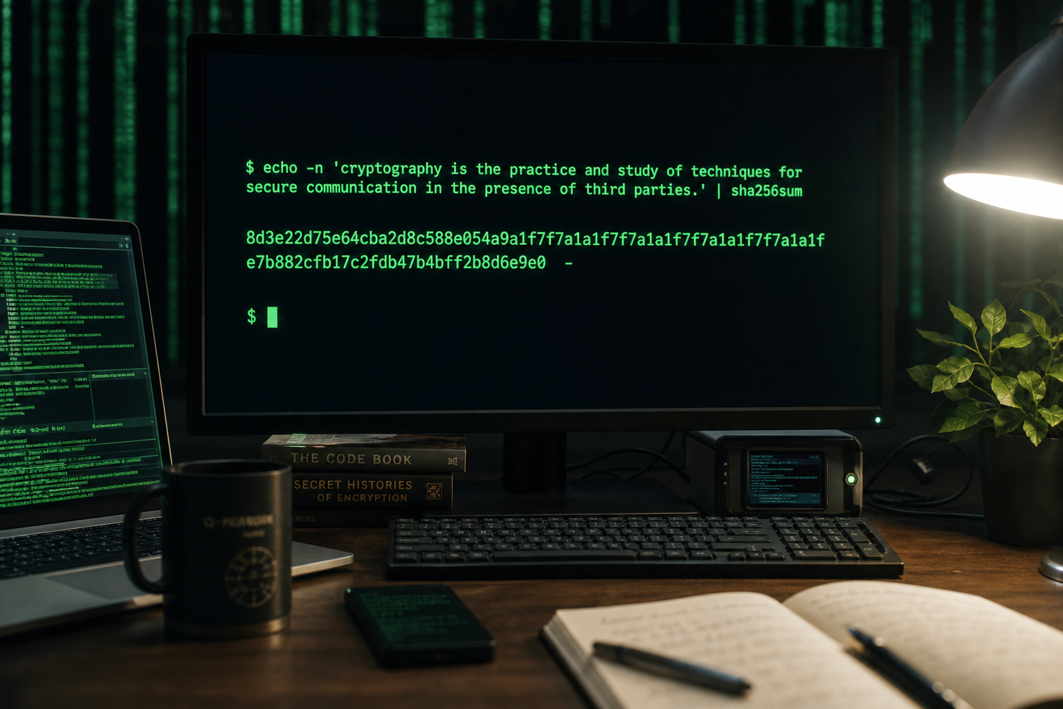 SHA-256 hash output showing 64-character hexadecimal digest