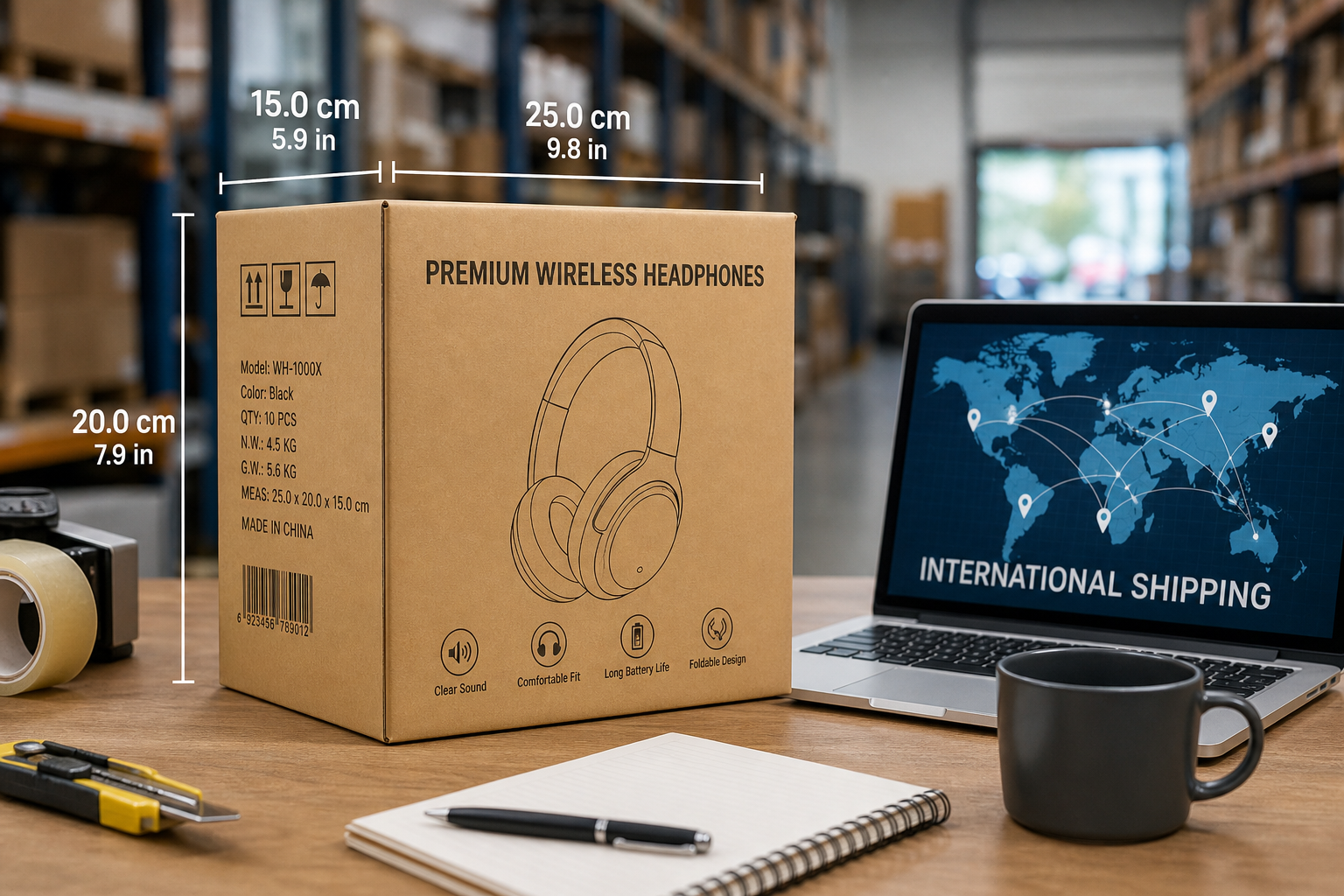 E-commerce product dimensions converted between inches and centimeters for global listings